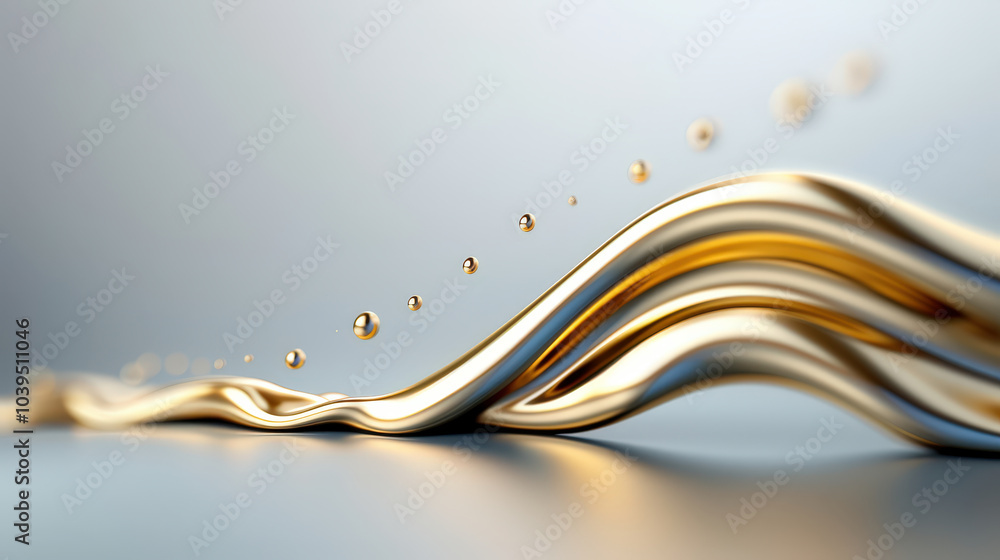 Aufkleber liquid gold texture with swirling waves and droplets creates mesmerizing visual effect. smooth curve