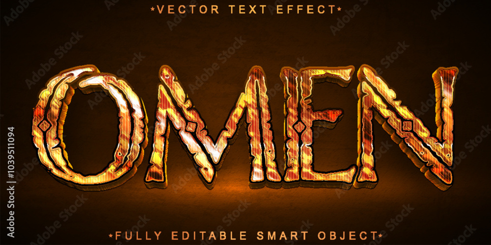 Poster gold omen horror vector fully editable smart object text effect