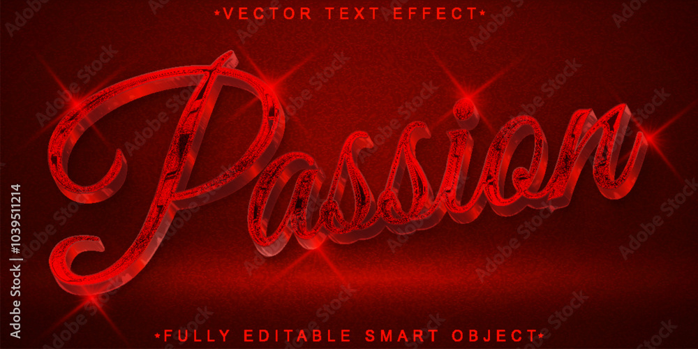 Poster red passion vector fully editable smart object text effect