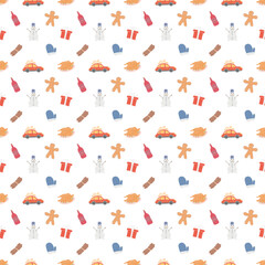 Seamless christmas pattern. New year background. Colored illustration with christmas icons