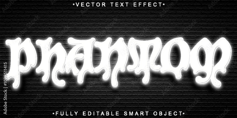 Poster graffiti black and white phantom vector fully editable smart object text effect