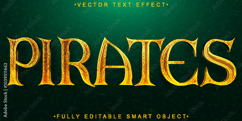 Poster pirate vector fully editable smart object text effect