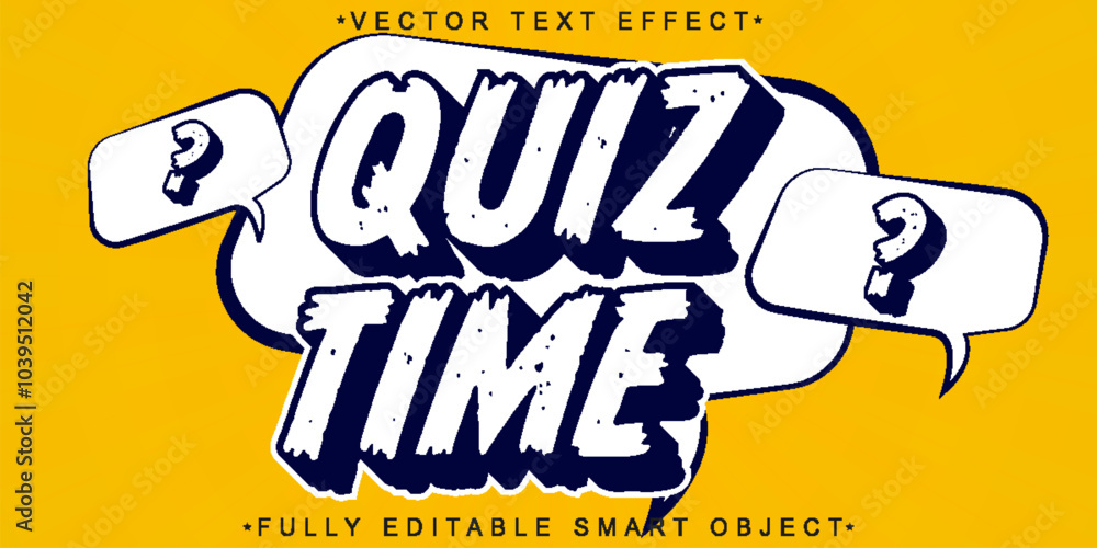 Poster cartoon quiz time vector fully editable smart object text effect
