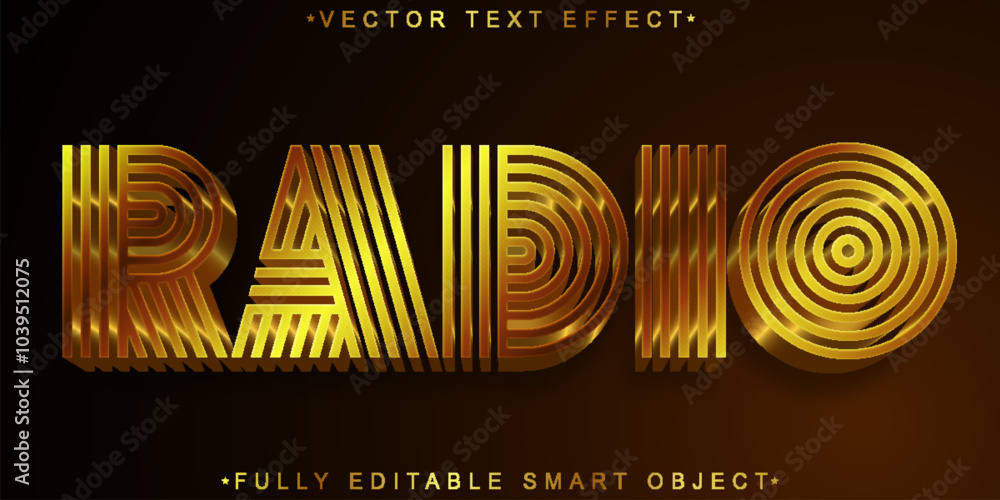 Poster shiny retro orange radio vector fully editable smart object text effect