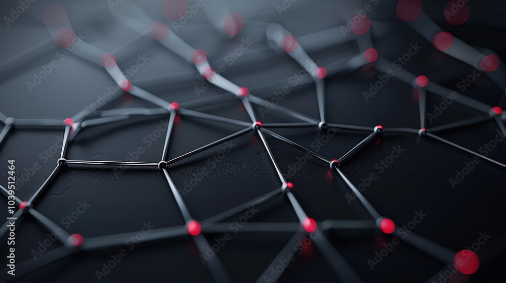Poster abstract tech network of glowing nodes and sharp lines creates visually striking composition. intric