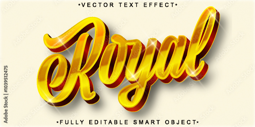 Poster shiny golden royal vector fully editable smart object text effect