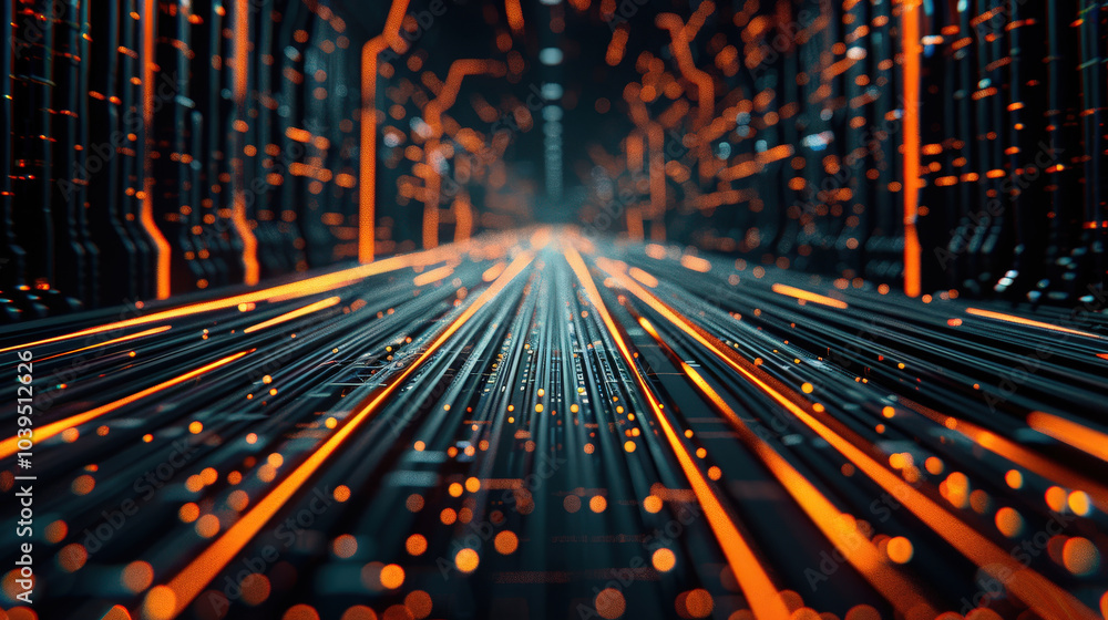 Aufkleber vibrant abstract representation of tech network, featuring glowing points and sharp lines that creat