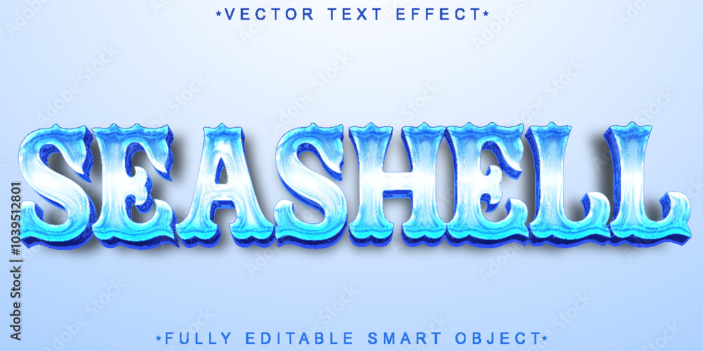 Poster seashell vector fully editable smart object text effect