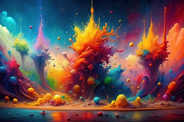 A symphony of vibrant colors explodes on a limitless canvas, enveloping the senses.