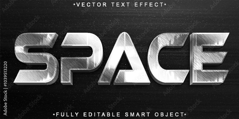Poster silver space vector fully editable smart object text effect
