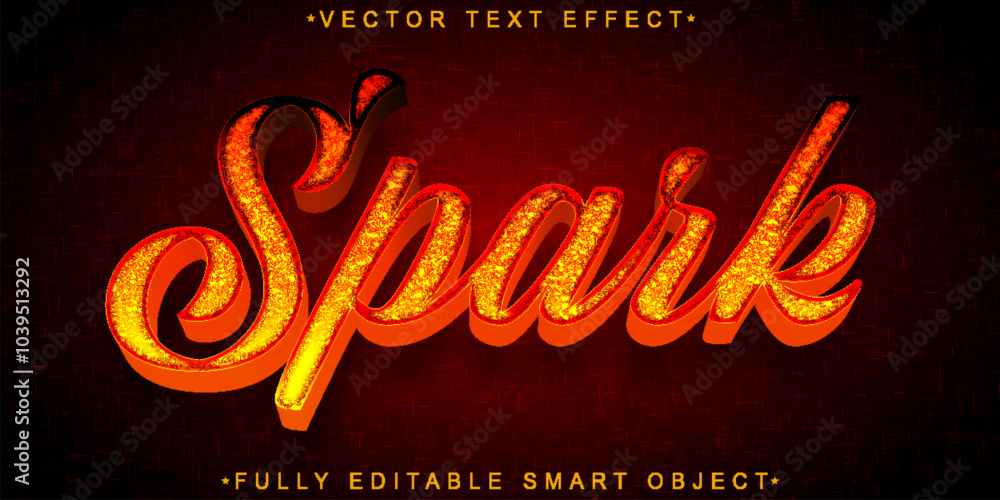 Poster orange spark vector fully editable smart object text effect
