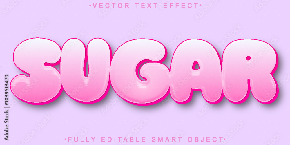 Aufkleber cute sugar vector fully editable smart object text effect
