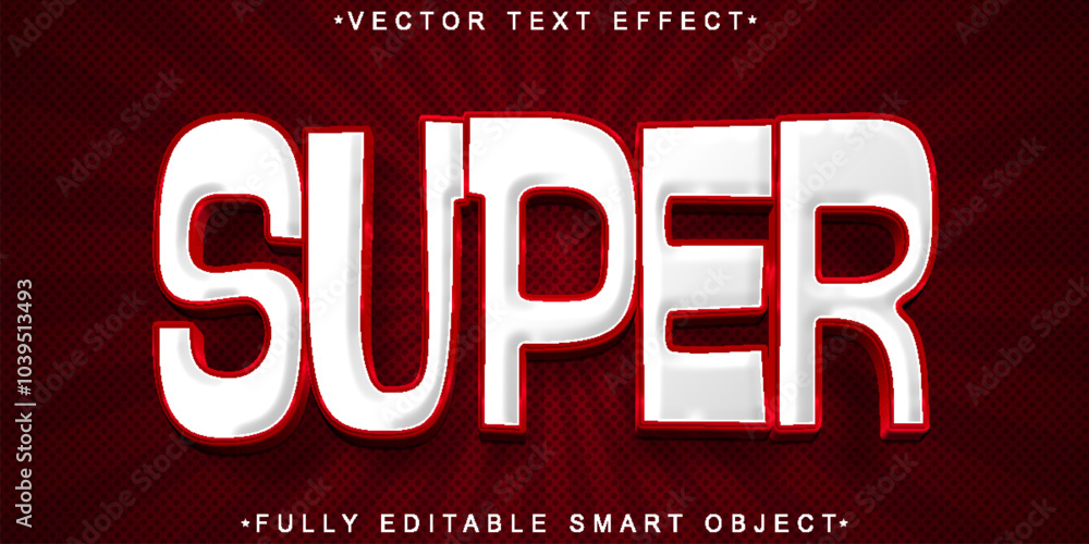 Poster cartoon super vector fully editable smart object text effect