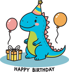 Dinosaur birthday cartoon character design
