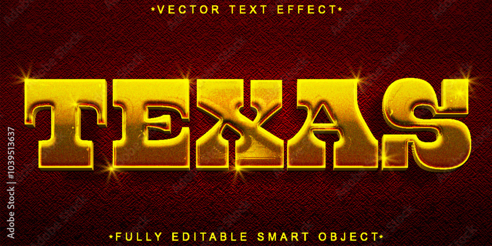 Poster red and yellow texas vector fully editable smart object text effect
