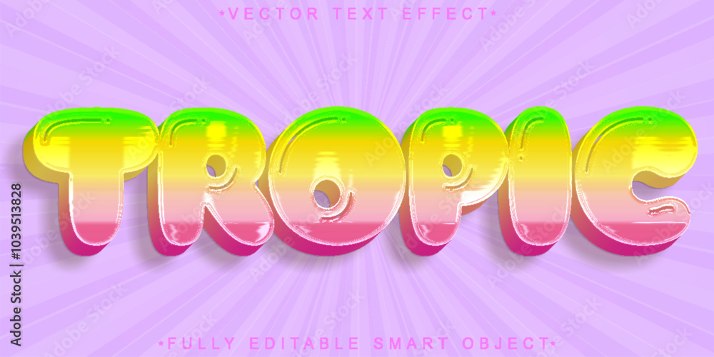 Poster cartoon tropic vector fully editable smart object text effect