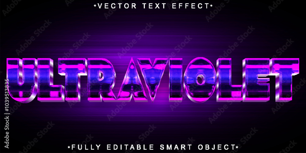 Poster purple ultraviolet vector fully editable smart object text effect