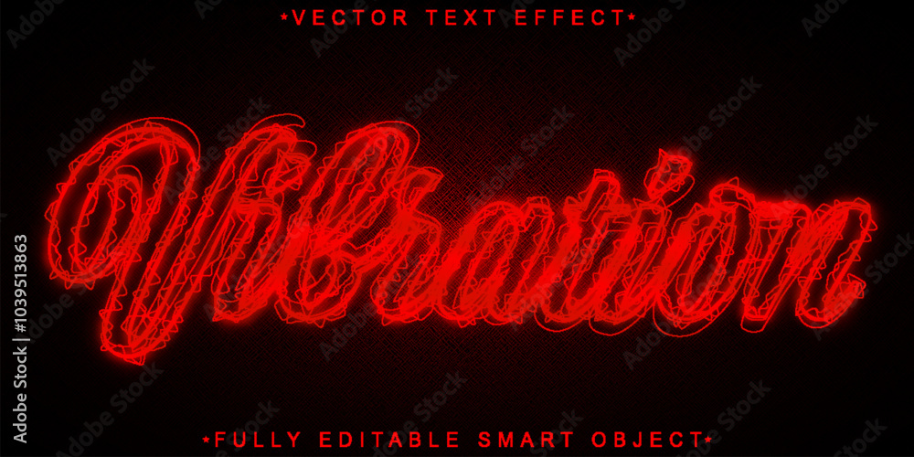 Poster red vibration vector fully editable smart object text effect