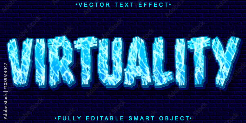 Poster virtuality vector fully editable smart object text effect