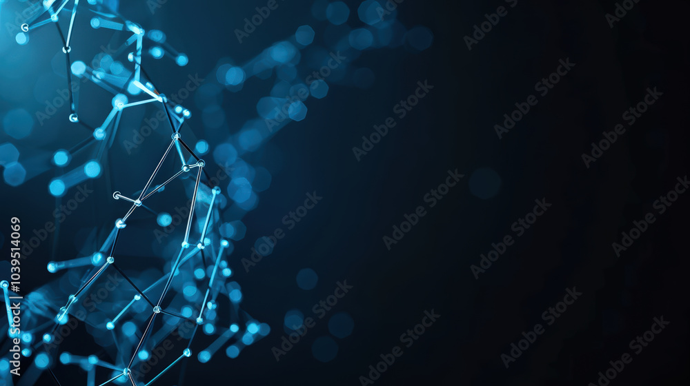 Poster abstract technology network with glowing nodes creates captivating visual representation of connecti