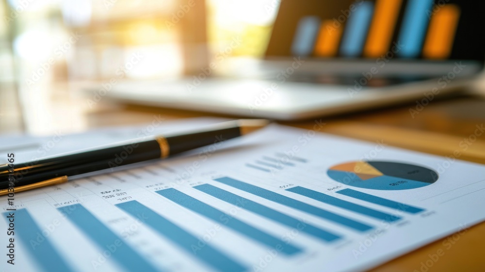 Poster analysis working financial results. analysis of sales forecast graphs, financial accounting abstract
