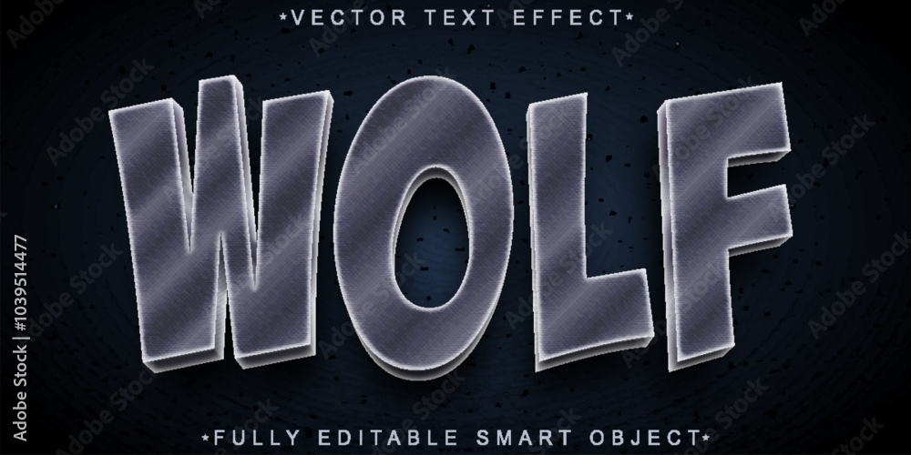 Poster gray wild wolf vector fully editable smart object text effect