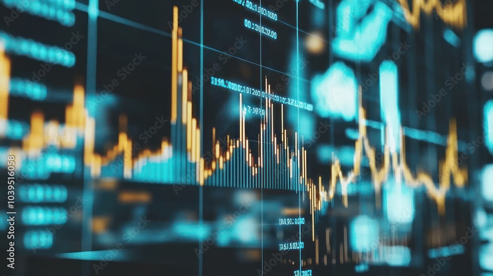 Poster analysis working financial results. analysis of sales forecast graphs, financial accounting abstract