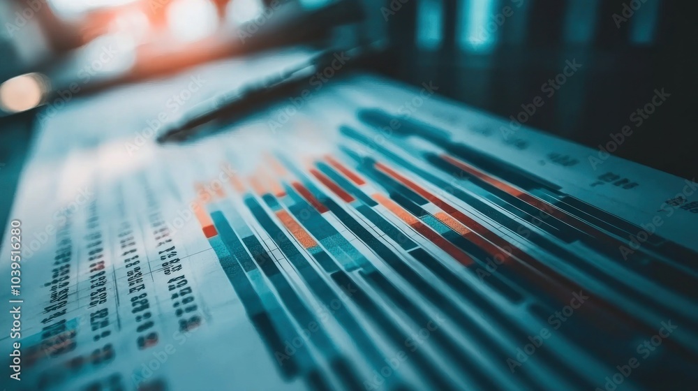 Poster analysis working financial results. analysis of sales forecast graphs, financial accounting abstract