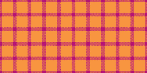 Styled background check tartan, golf seamless fabric pattern. France plaid vector textile texture in pink and orange colors.