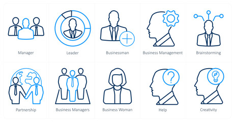 A set of 10 web marketing icons as manager, leader, businessman