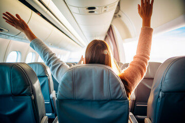 Passengers celebrating together on the plane, ready to face and conquer a new challenge