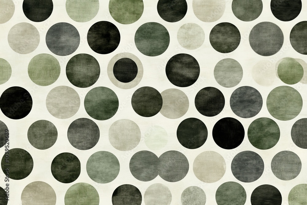 Aufkleber neutral colored polka dot pattern with black gray and beige circular shapes creating a minimalist an