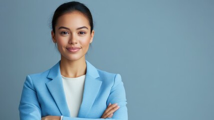 Confident business woman in blue suit