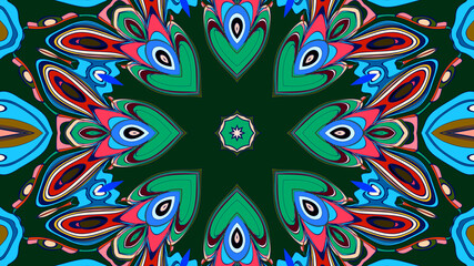 Abstract colorful psychedelic mandala kaleidoscope background pattern for a summer music festival