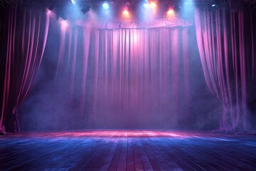 Theater curtain with dramatic lighting with generative ai