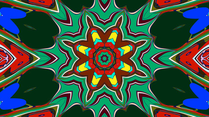 Abstract colorful psychedelic mandala kaleidoscope background pattern for a summer music festival