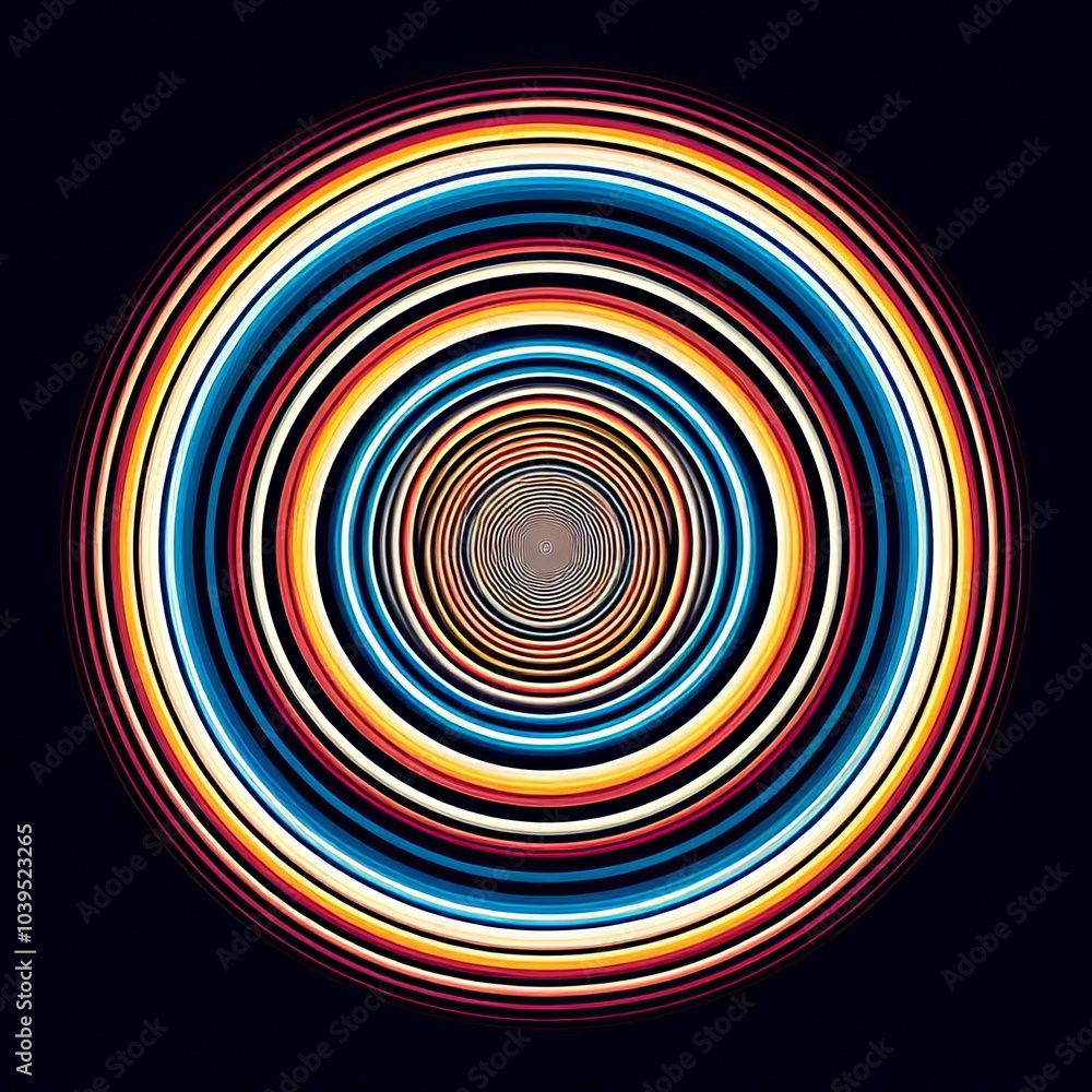 Poster colorful spiral pattern with swirling circles and rainbow hues, creating a psychedelic backdrop