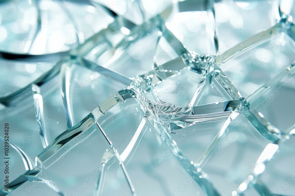 Poster broken glass is reflecting light, creating an abstract background