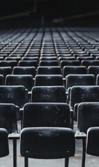 Fototapeta premium Black seats in stadium, perspective.