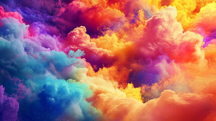 Na niebie unosi się spektakularny widok jasnych, kolorowych chmur, które przybierają odcienie różu, pomarańczu i fioletu. 