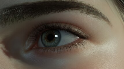 Obraz premium A tight shot of an eyeball, background faintly showing a blurred human face