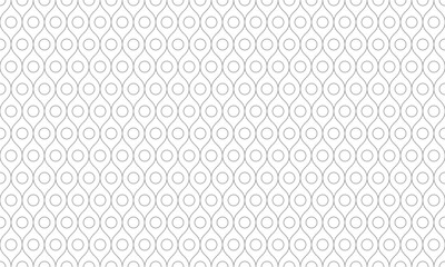 Grey outline ogee and circle seamless pattern. Vector Repeating Texture.