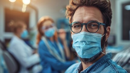 male patient getting dental treatment in dental clinic