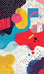 Fototapeta premium Abstract art with colorful shapes and dots.