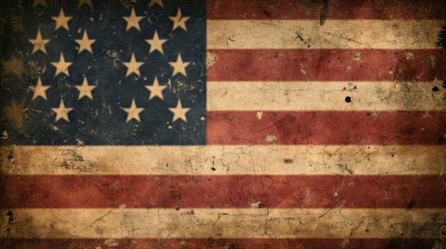 Constitution Day Celebration in the United States with American Flag on Vintage Paper Wallpaper