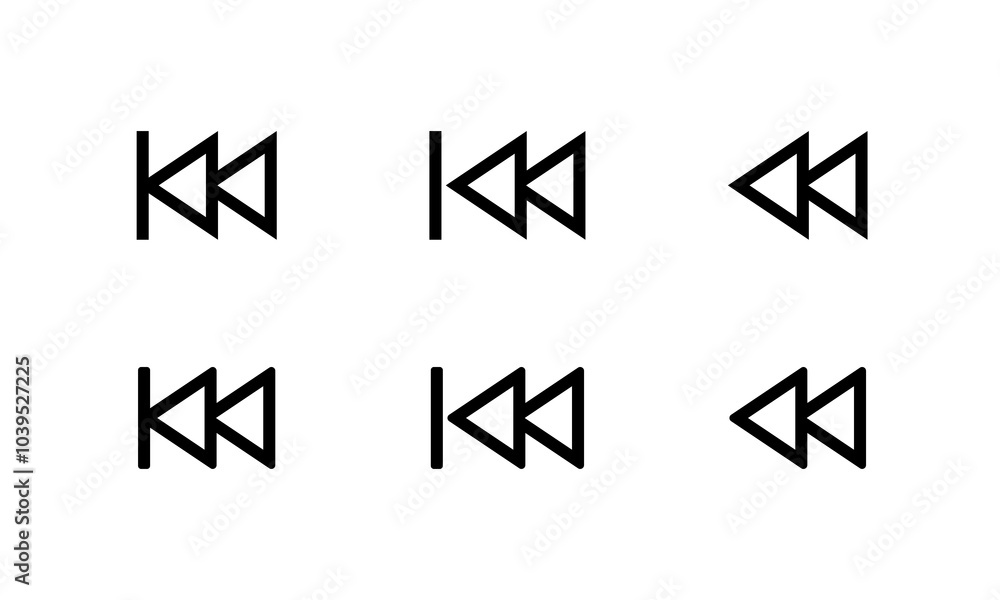 Poster rewind icon in line style. backtrack sign symbol of media player element
