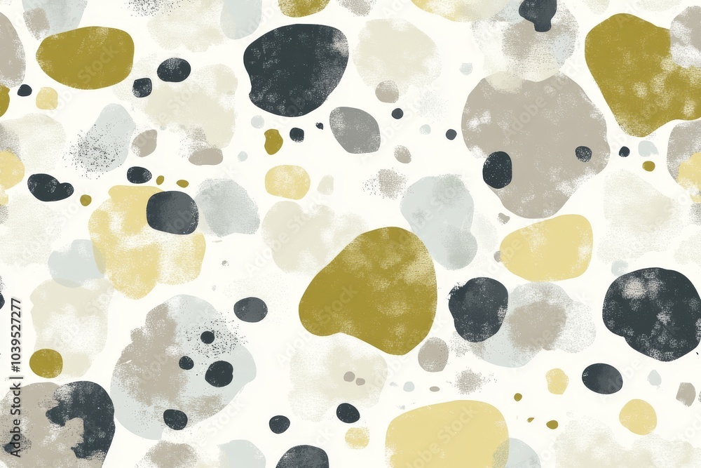 Aufkleber abstract pattern of large overlapping shapes in neutral colors of beige gray and soft yellow evoking