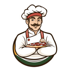 Italian pizza chef isolated