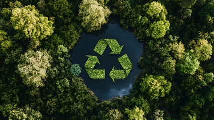 a recylce symbol in a nature setting
