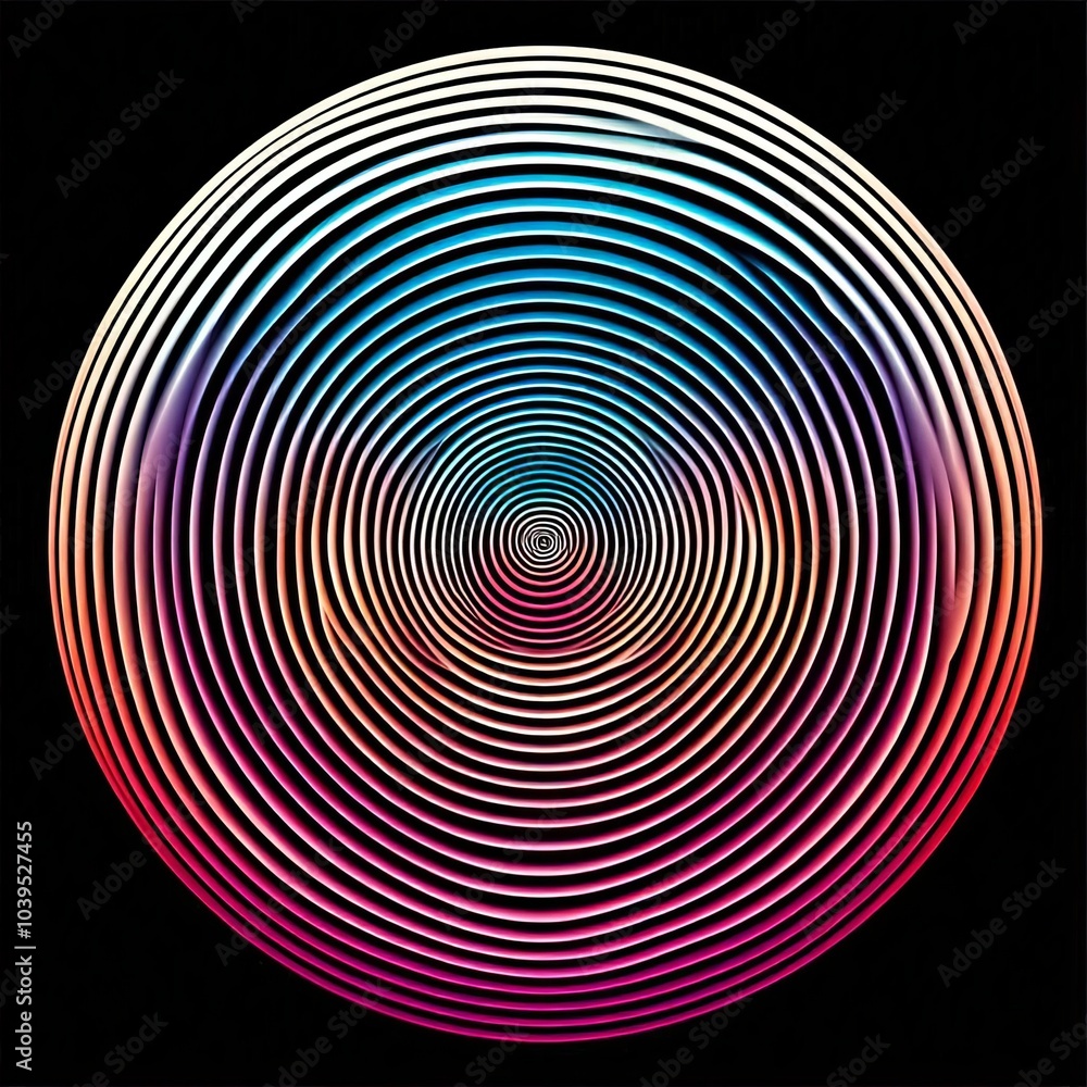 Aufkleber abstract spiral design with concentric circles and light illusion in blue and black, creating a 3d t